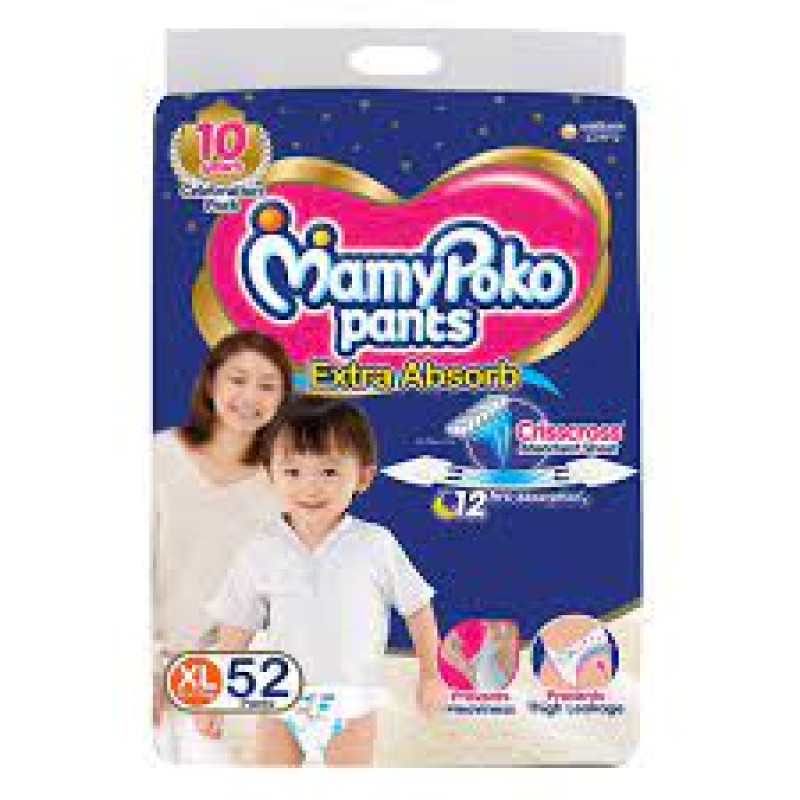 MamyPoko Extra Absorb Diaper Pants XL, 52 Count