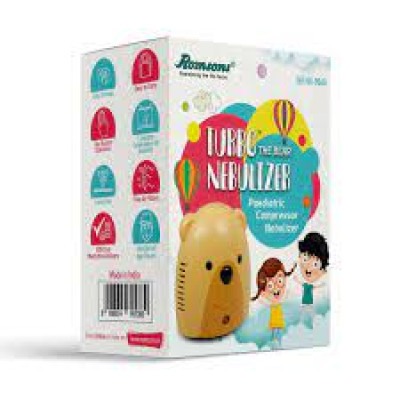 Turbo the Bear Nebulizer Pediatric, Lightweight Compressor Nebulizer for Kids and Adult with Mask (Mustard)